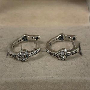 Pandora Pavé Heart Hoop Earrings